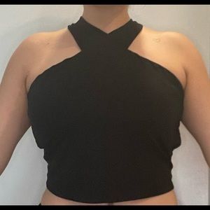 Black backless top